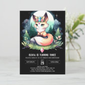 Little Fantasy Fox Geburtstag digital Einladung (Stehend Vorderseite)