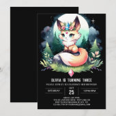 Little Fantasy Fox Geburtstag digital Einladung (Vorne/Hinten)