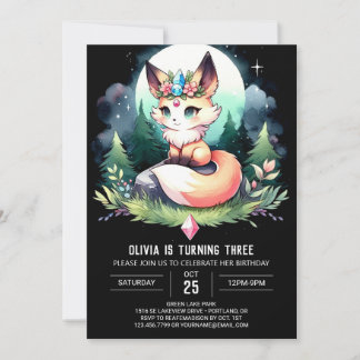 Little Fantasy Fox Geburtstag digital Einladung