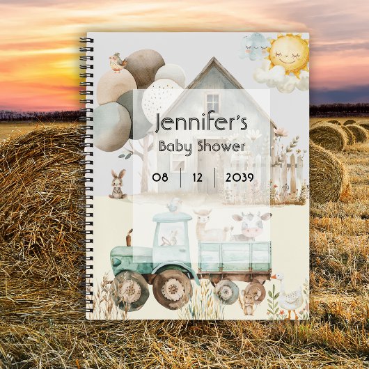 Little Farm Animal Baby Shower Neutral Guest Book Notizblock