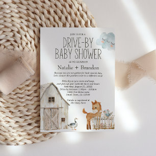 Little Farm Nursery Animals Drive-By Babyparty Einladung