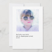 Little Fashion Girl Party Foto Einladung (Rückseite)