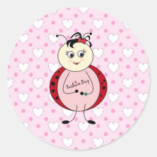 Little Fashionista Pink Ladybug mit Herz Runder Aufkleber