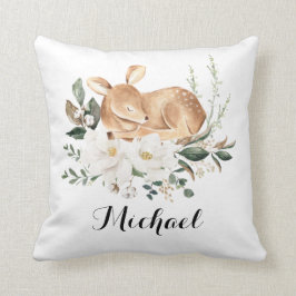 Little Fawn Forest Deer Magnolia Grüne Kinderzimme Kissen