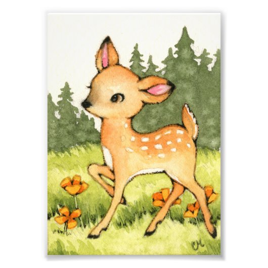 Little Fawn - Niedliche Hirschkunst Fotodruck (Vorne)