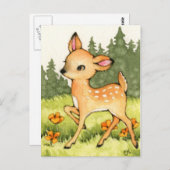 Little Fawn - Niedliche Hirschkunst Postkarte (Vorne/Hinten)