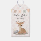 Little Fawn Woodland First Birthday Geschenkanhänger (Vorderseite)