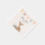 Little Fawn Woodland First Birthday Serviette (Ecke)