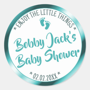 Little Feets Blue Aquamarin Ombre Baby Dusche Gefa Runder Aufkleber