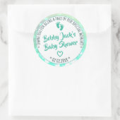 Little Feets Light Aquamarin Ombre Baby Dusche Gef Runder Aufkleber (Tasche)