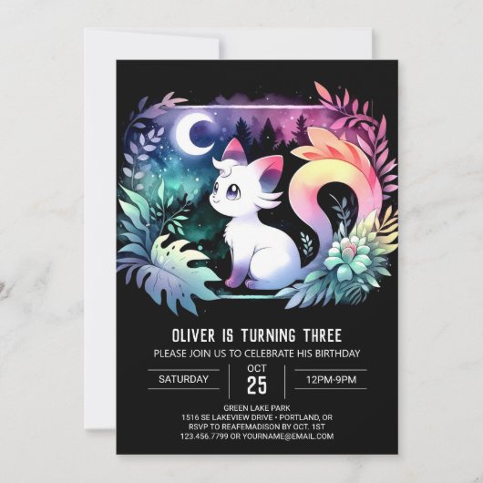 Little Feline Cat Birthday Einladung (Vorderseite)