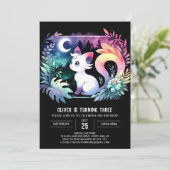 Little Feline Cat Birthday Einladung (Stehend Vorderseite)