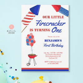 Little Firecracker 1. Geburtstag 4. Juli USA in Einladung