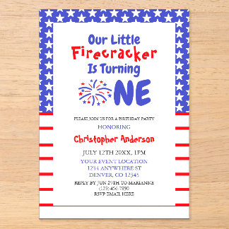 Little Firecracker 1. Geburtstag Acryleinladungen