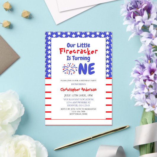 Little Firecracker 1. Geburtstag Acryleinladungen (In Situ (Hochzeit))