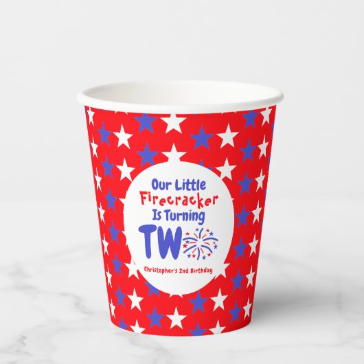 Little Firecracker 2. Geburtstag Pappbecher (Vorderseite)