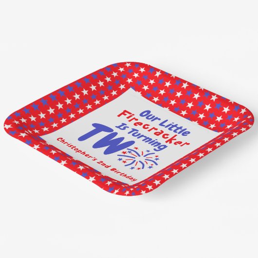 Little Firecracker 2. Geburtstag Pappteller (Gewinkelt)
