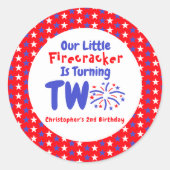 Little Firecracker 2. Geburtstag Runder Aufkleber (Vorderseite)