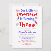 Little Firecracker 3. Geburtstag Einladung (Vorderseite)