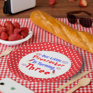 Little Firecracker 3. Geburtstag Pappteller