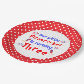 Little Firecracker 3. Geburtstag Pappteller (Schrägansicht)