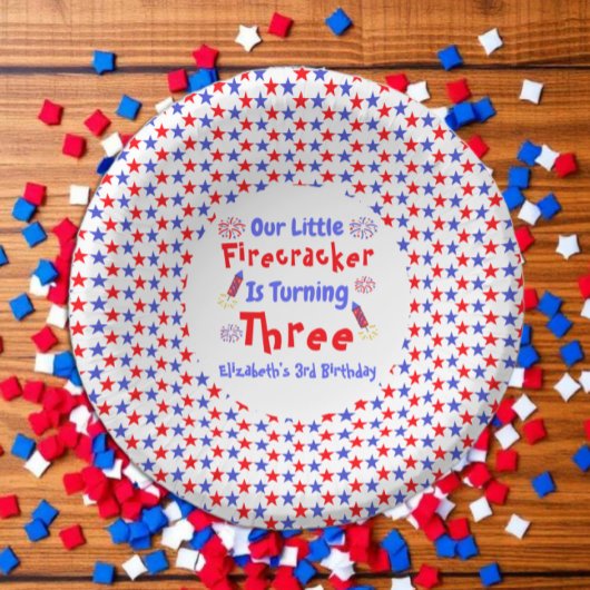 Little Firecracker 3. Geburtstag Pappteller