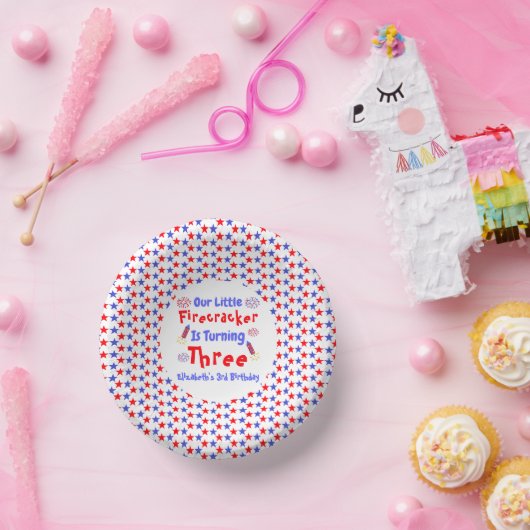 Little Firecracker 3. Geburtstag Pappteller (Party)