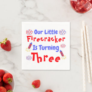 Little Firecracker 3. Geburtstag Serviette