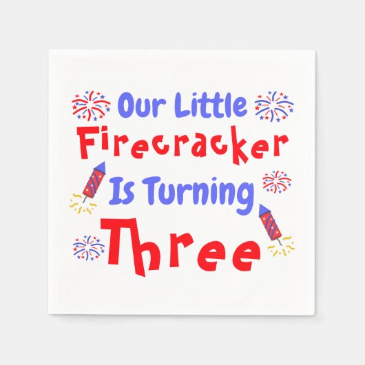 Little Firecracker 3. Geburtstag Serviette (Vorderseite)