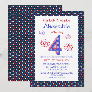 Little Firecracker 4. Geburtstag Einladung