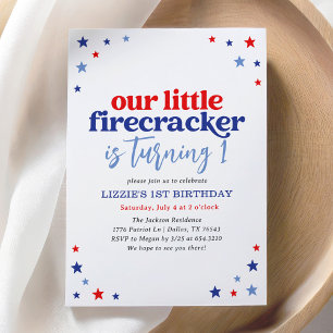 Little Firecracker 4. Juli 1. Geburtstag Einladung