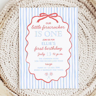 Little Firecracker 4. Juli 1. Geburtstag Einladung