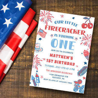 Little Firecracker 4. Juli 1. Geburtstag Einladung