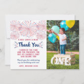 Little Firecracker 4. Juli 1. Geburtstag Foto Dankeskarte (Vorderseite)