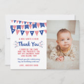 Little Firecracker 4. Juli 1. Geburtstag Foto Dankeskarte (Vorderseite)