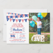 Little Firecracker 4. Juli 1. Geburtstag Foto Einladung (Vorderseite)