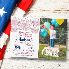 Little Firecracker 4. Juli 1. Geburtstag Foto Einladung