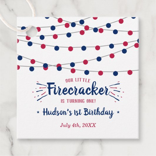Little Firecracker 4. Juli 1. Geburtstag Geschenkanhänger (Vorderseite)