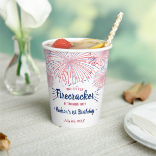 Little Firecracker 4. Juli 1. Geburtstag Pappbecher
