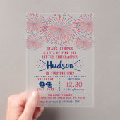 Little Firecracker 4. Juli 1. Geburtstag Party Acryleinladungen (Insitu (Handheld))
