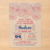 Little Firecracker 4. Juli 1. Geburtstag Party Acryleinladungen (Vorderseite)