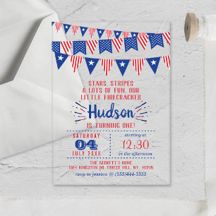 Little Firecracker 4. Juli 1. Geburtstag Party Acryleinladungen