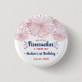 Little Firecracker 4. Juli 1. Geburtstag Party Button (Vorderseite)
