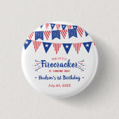 Little Firecracker 4. Juli 1. Geburtstag Party Button (Vorderseite)