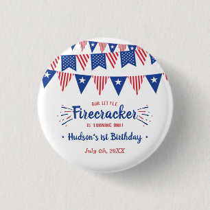 Little Firecracker 4. Juli 1. Geburtstag Party Button