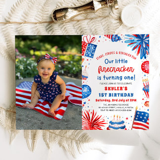 Little Firecracker 4. Juli 1. Geburtstag Party Einladung