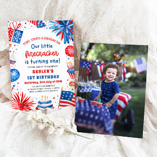 Little Firecracker 4. Juli 1. Geburtstag Party Einladung