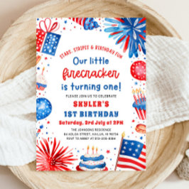 Little Firecracker 4. Juli 1. Geburtstag Party Einladung