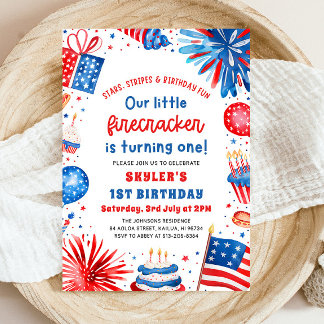Little Firecracker 4. Juli 1. Geburtstag Party Einladung