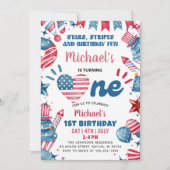 Little Firecracker 4. Juli 1. Geburtstag Party Einladung (Vorderseite)